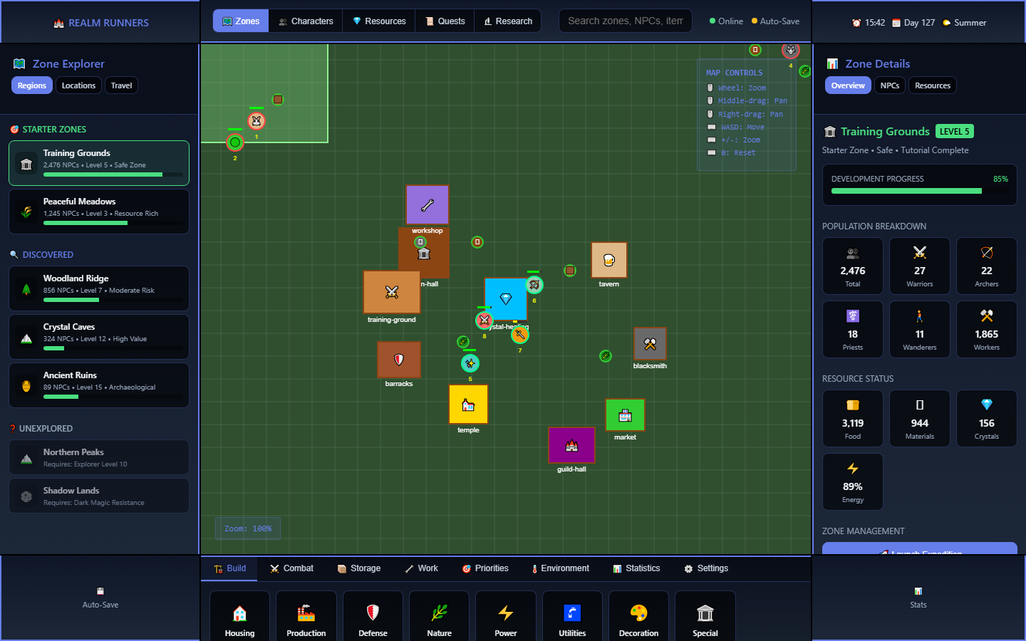 Realm Runners — the full assembled interface