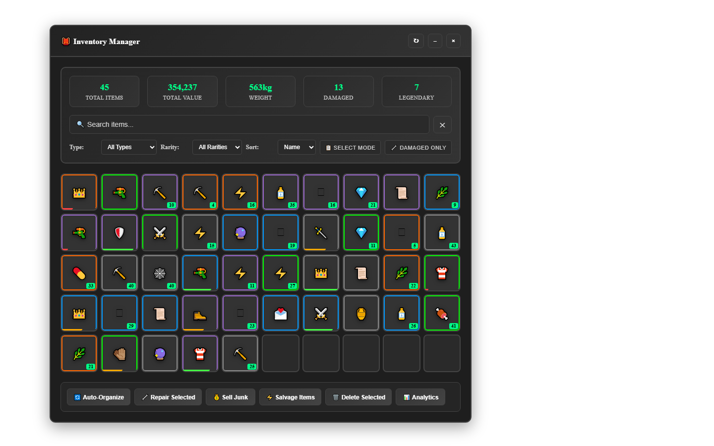 inventory panel